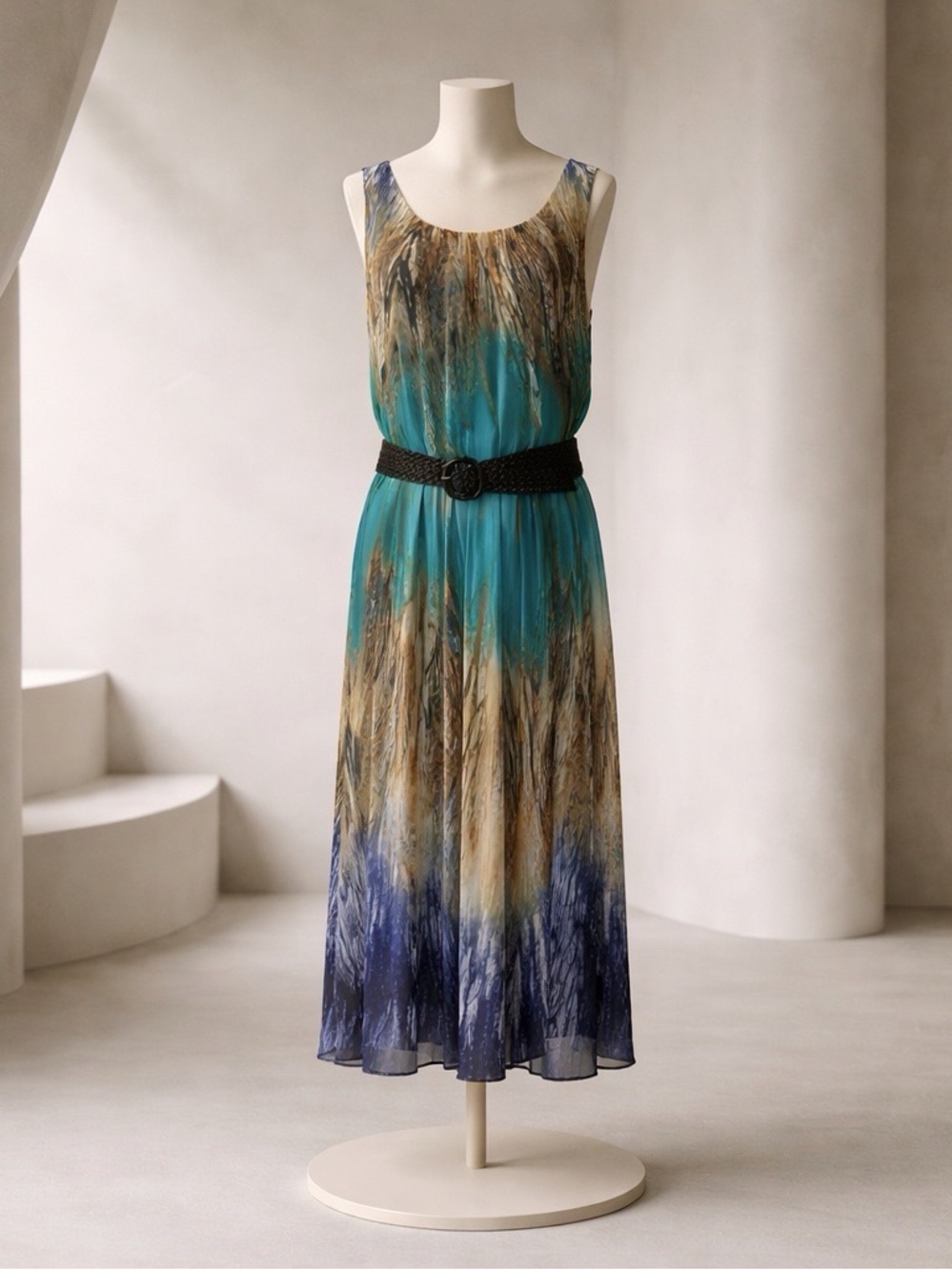 Roz & Ali Womens Multicolor Stretchy Sleeveless A Line Midi Dress. Flattering